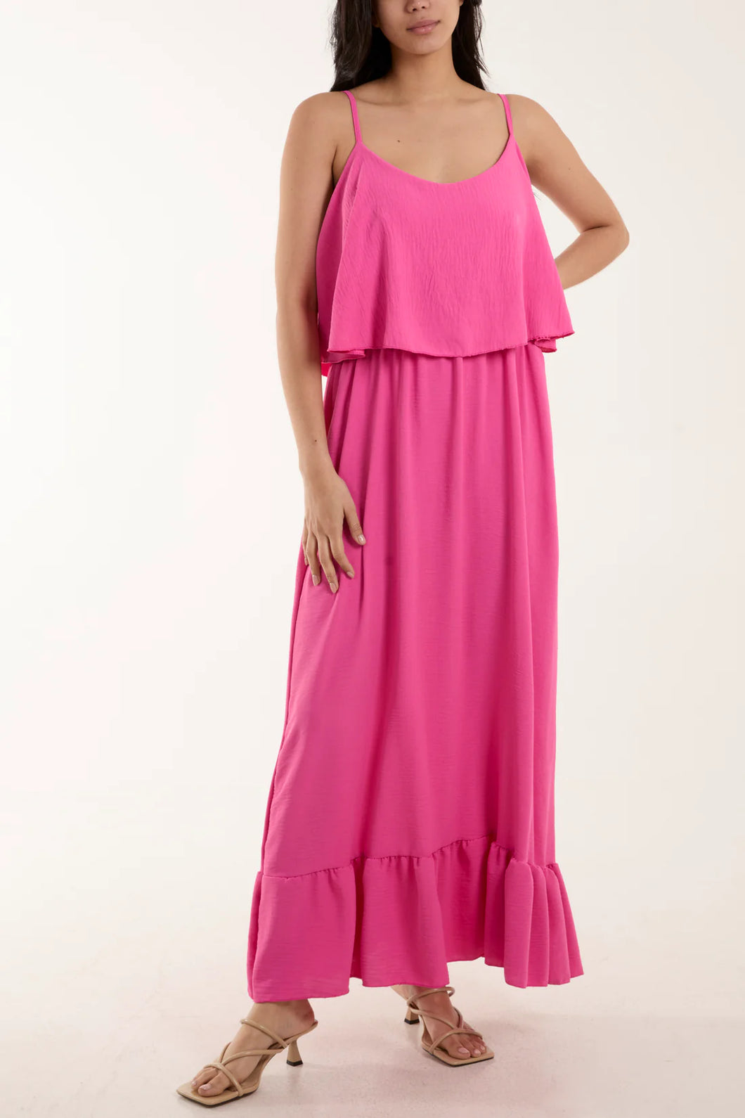 Cerise strappy maxi dress