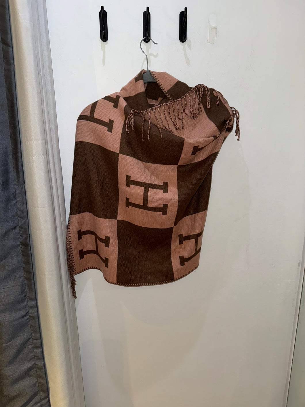 Designer Inspired Peach & Brown Scarf/Throw