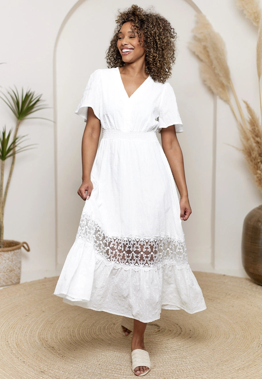 White Dress with Insert Detail.