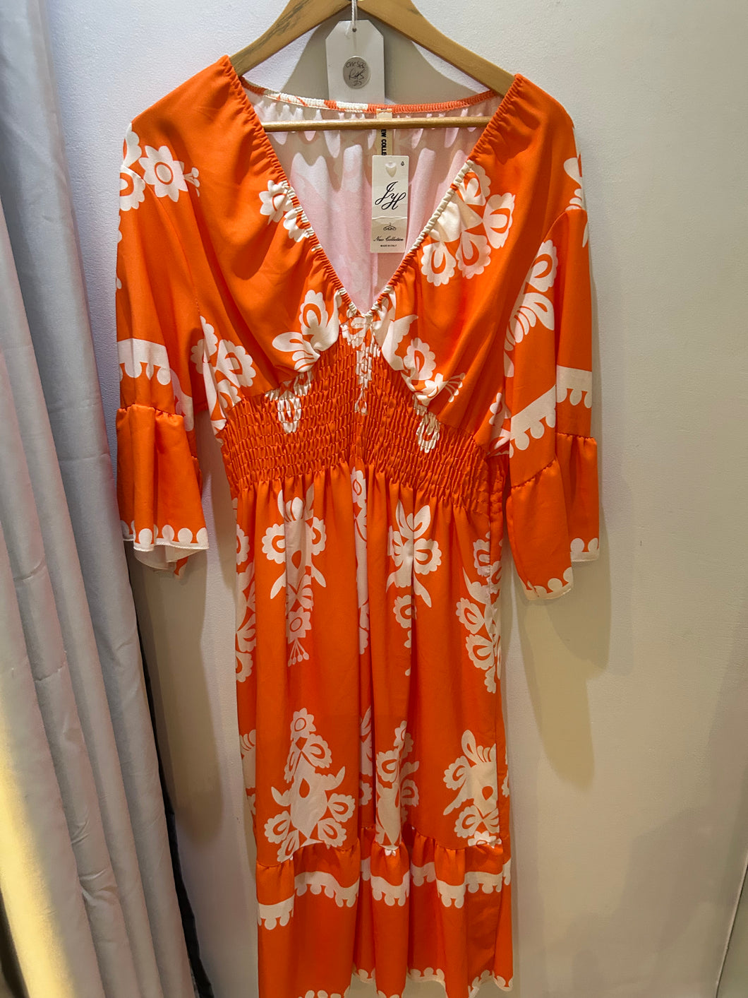 Orange & White Dress