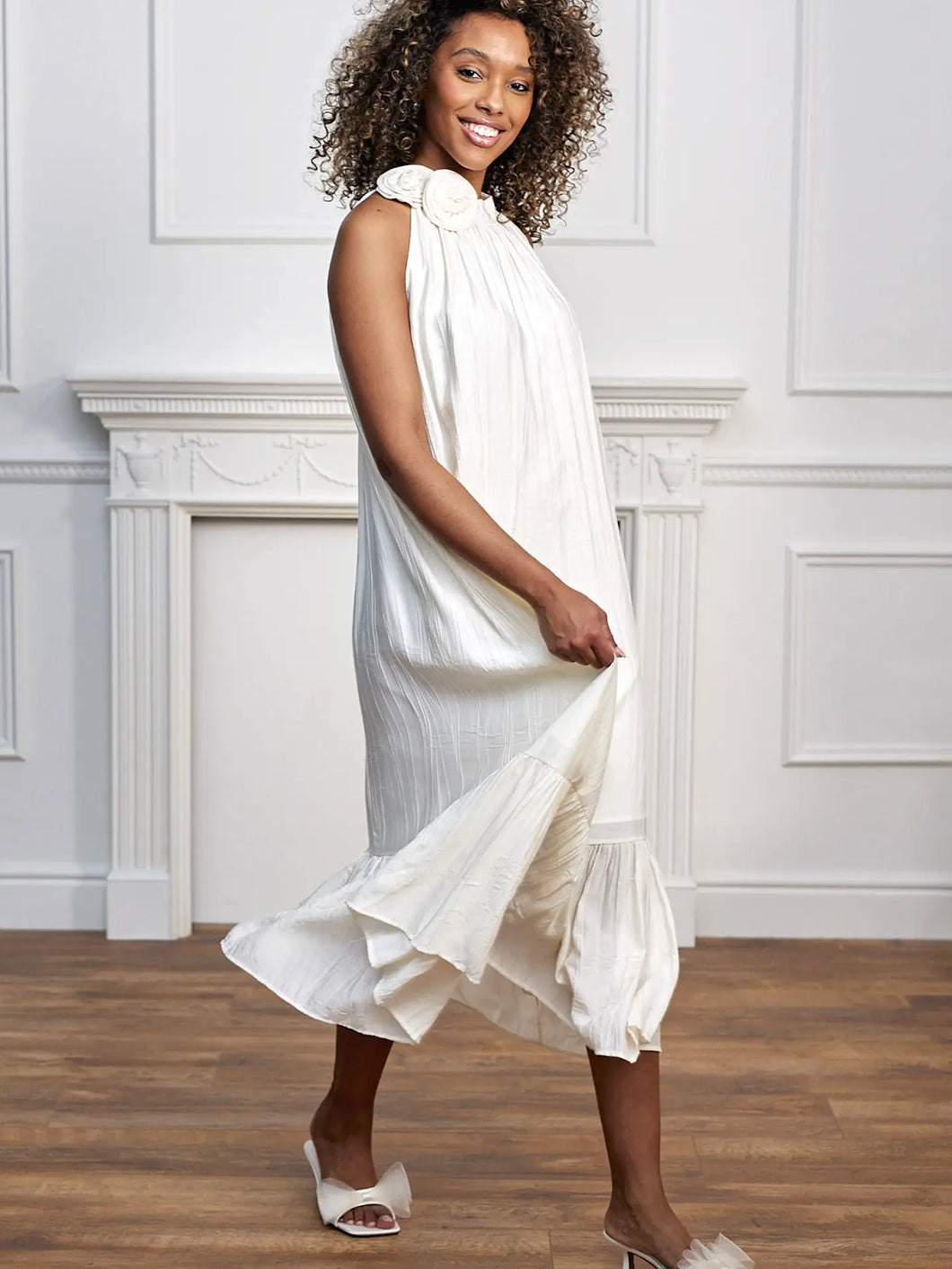 Cream Rose Detail Dress