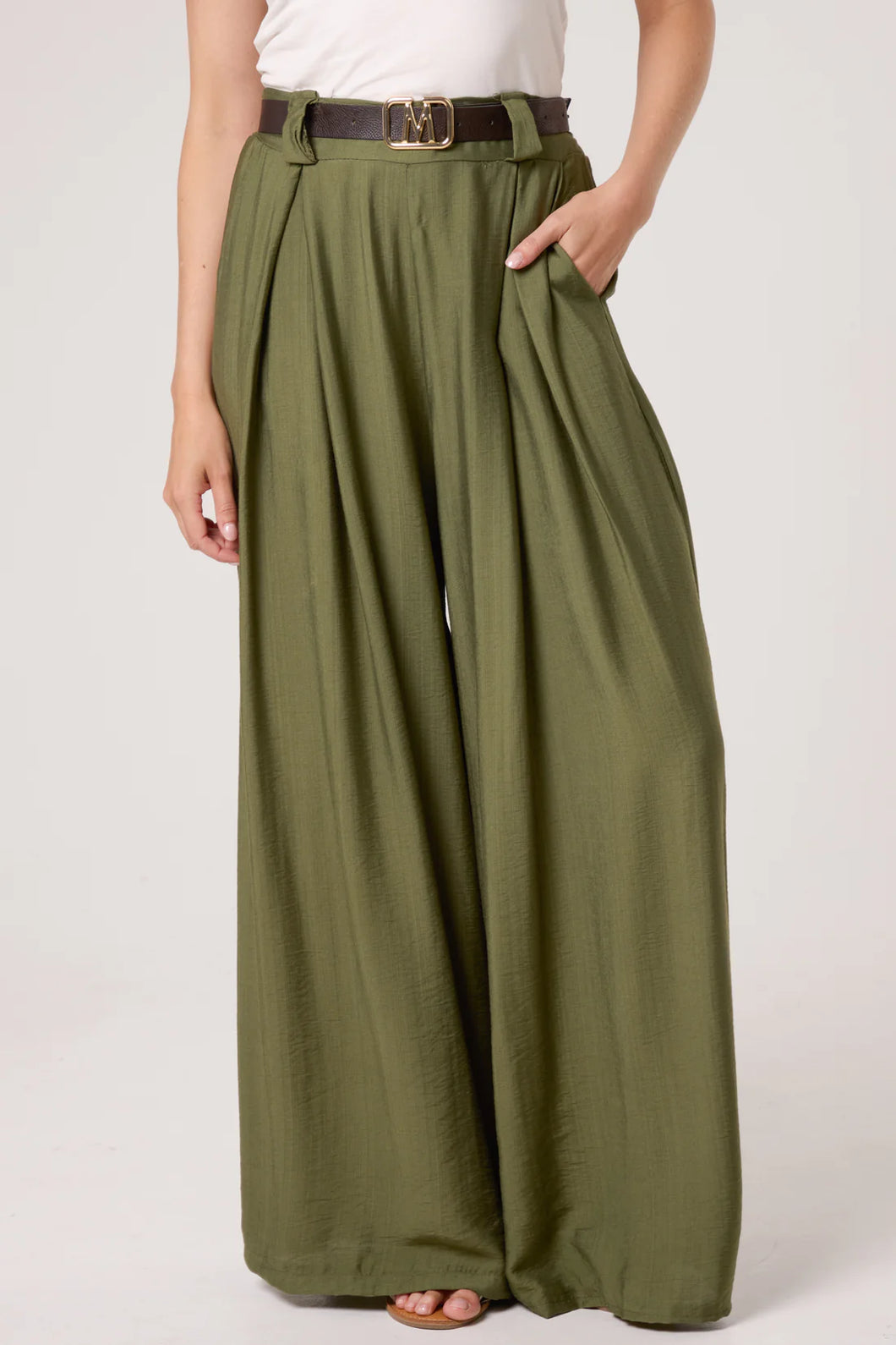 Khaki Belted Trousers