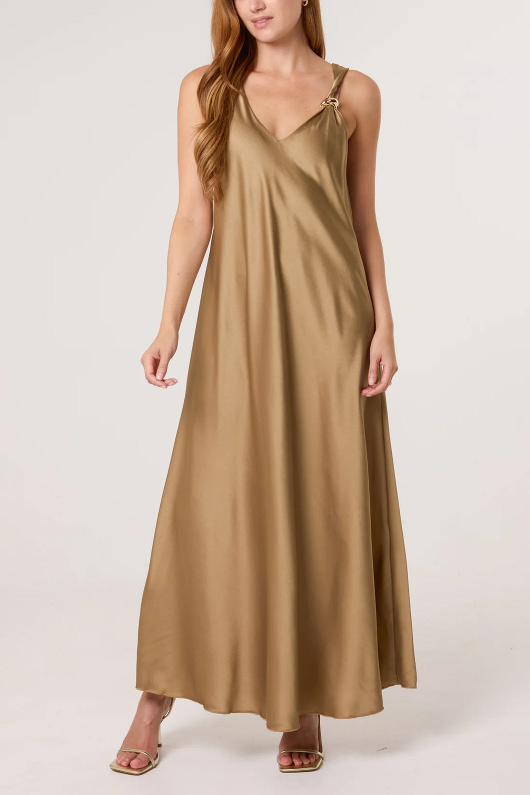 Khaki Silky Dress