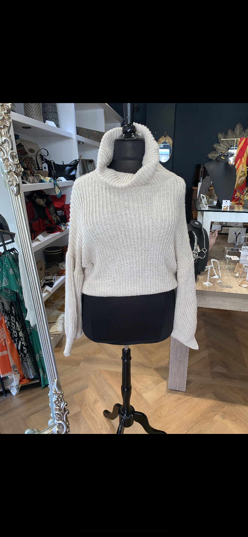 Beige Roll Neck Jumper