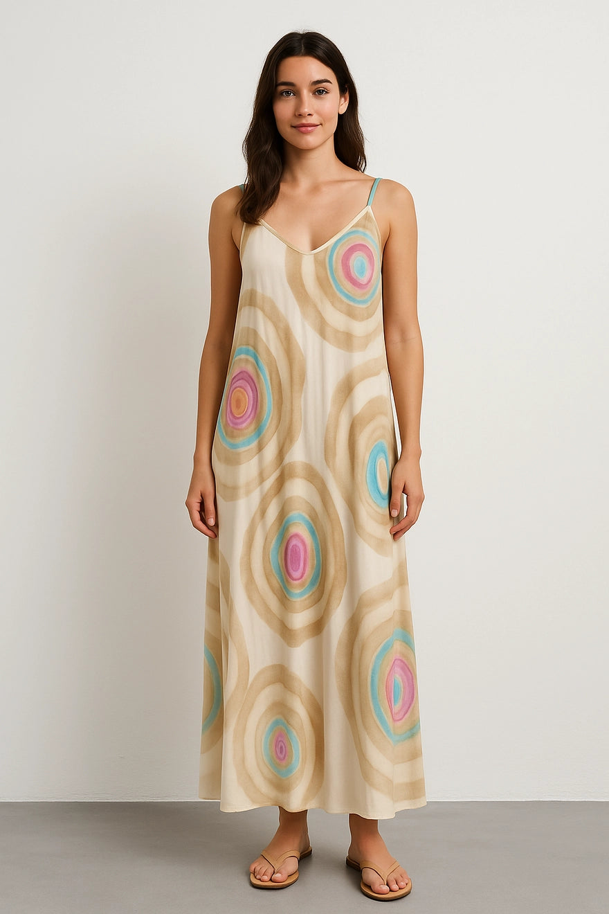 Beige Spiral Print Dress