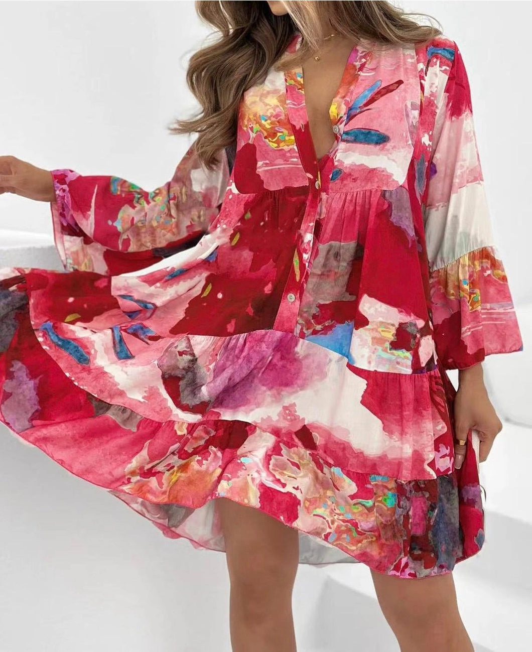 Pink Multi Smock Dress