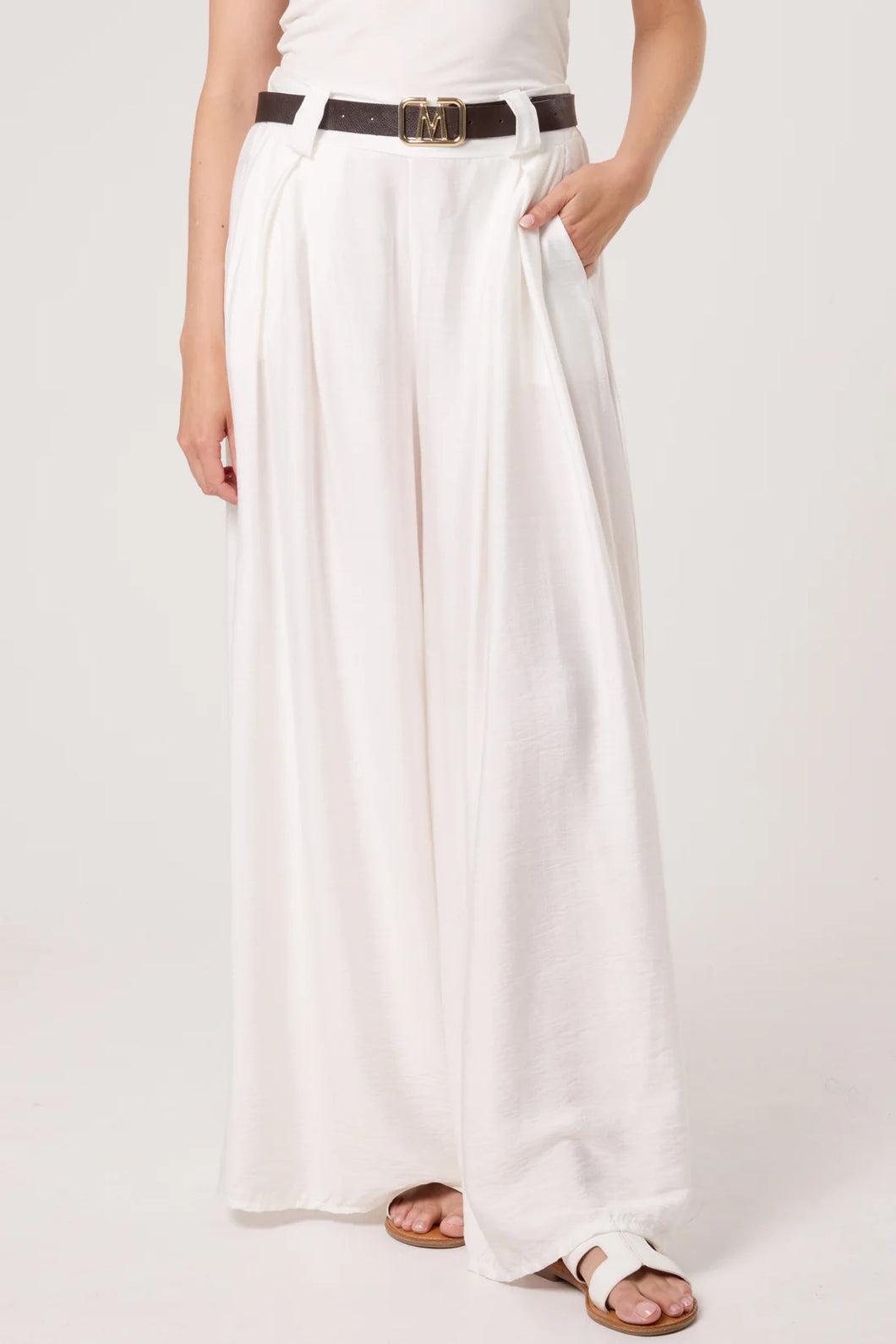 White Belted Trousers