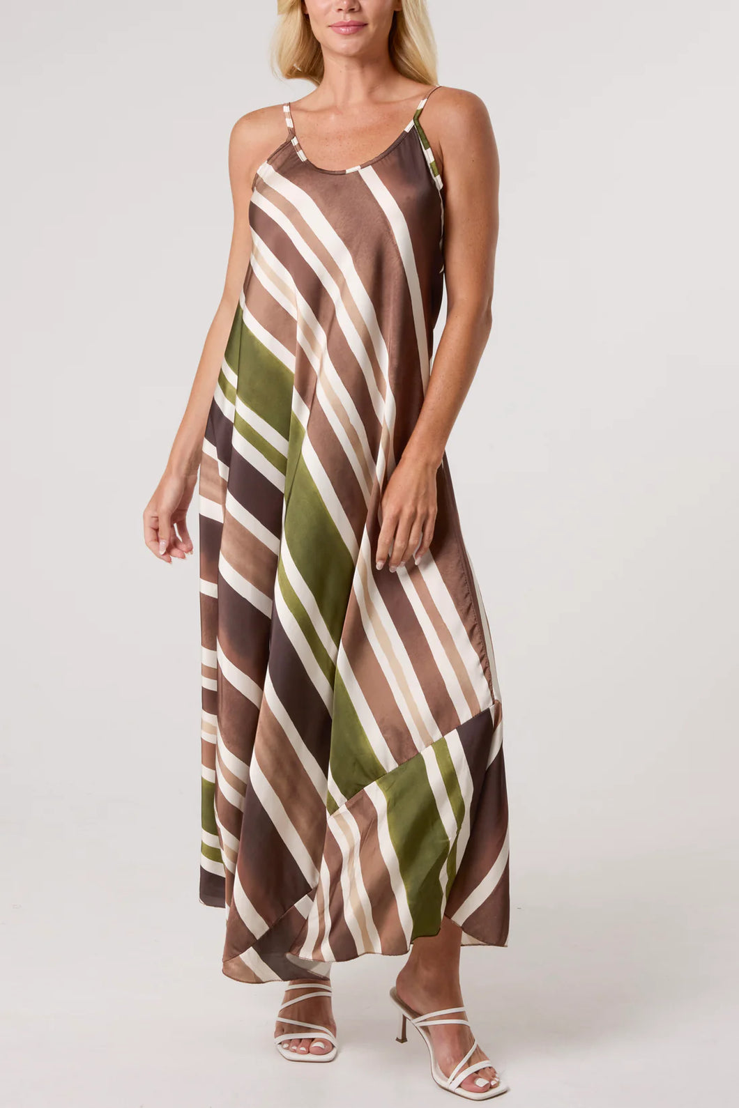 Striped Satin Maxi Dress