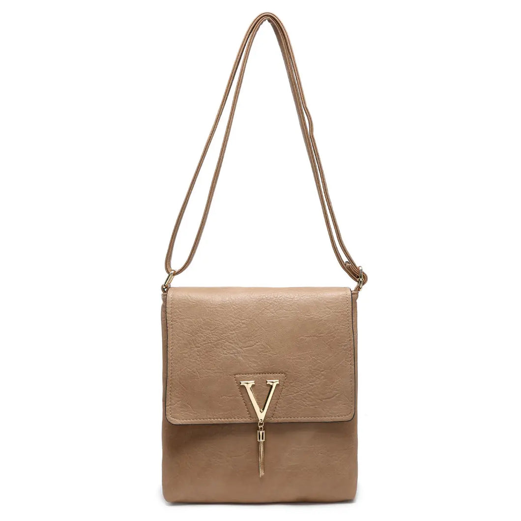 Beige Designer Inspired V Bag