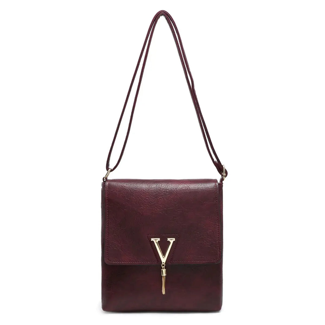 Burgundy Designer Inspired V Bag