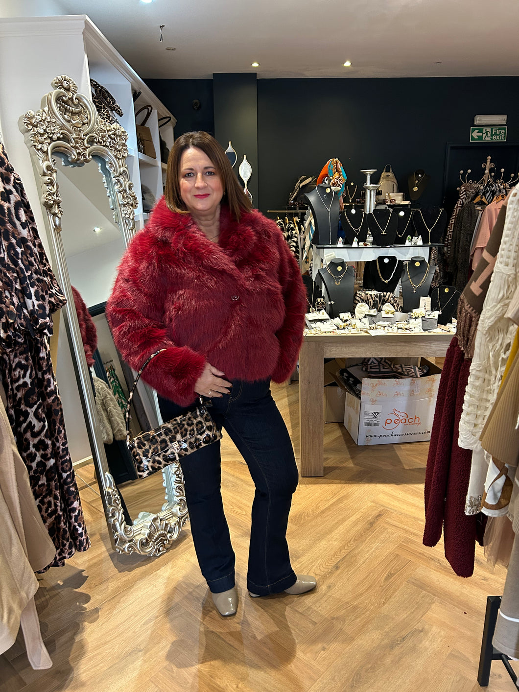 Claret Faux Fur Jacket ( Fully Lined )
