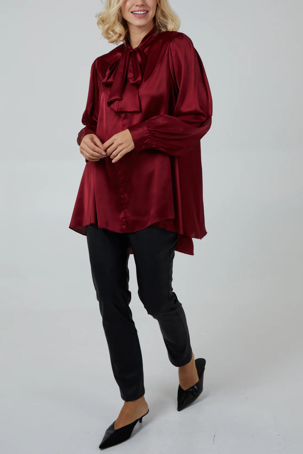 Burgundy Pussy Bow Top