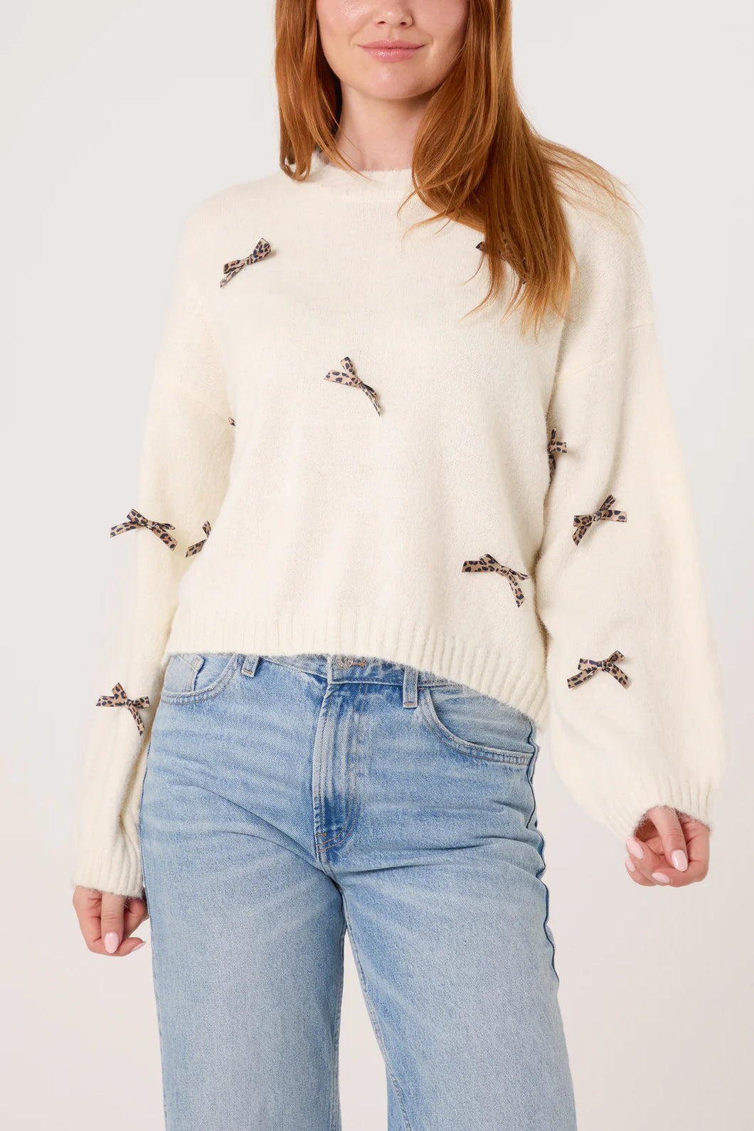 Animal Print Bow Jumper